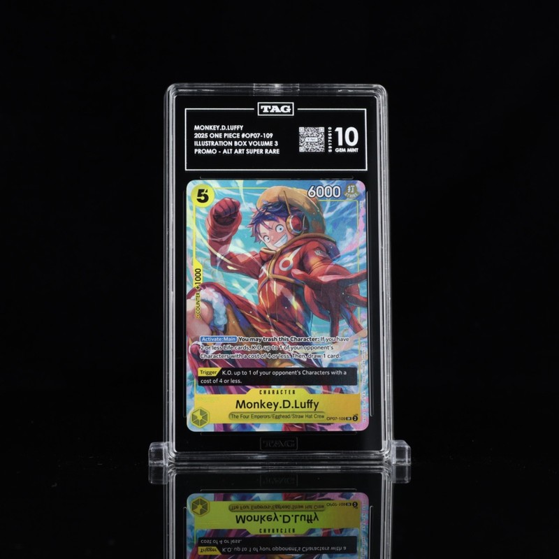 2025 ONE PIECE PROMOS 109 MONKEY D. LUFFY ILLUSTRATION BOX VOL.3 TAG 10 GEM MINT