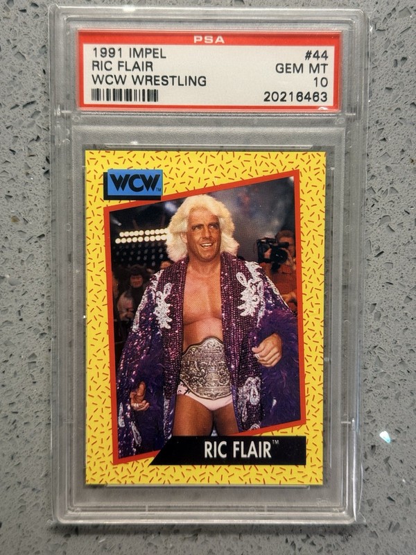 1991 IMPEL RIC FLAIR WCW WRESTLING #44 PSA 10 GEM MINT WCW TITLE WOOOOOOOO!