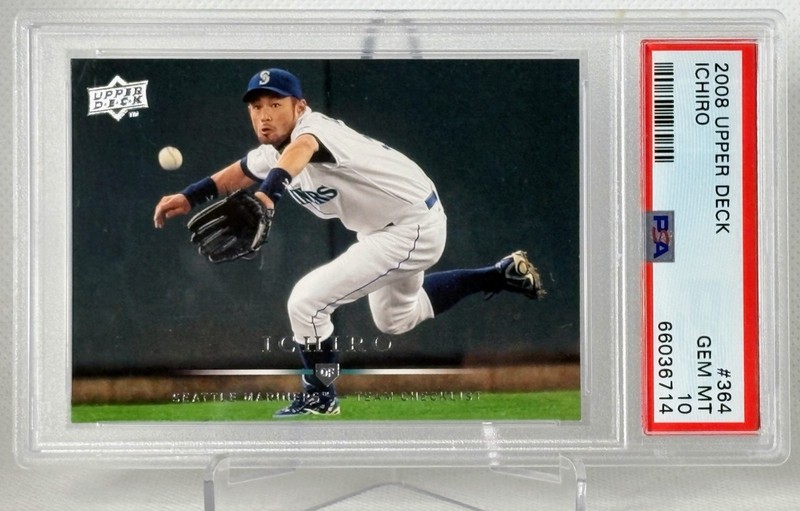 2008 UPPER DECK #364 ICHIRO SUZUKI PSA 10 Seattle Mariners Icon HOF POP 10