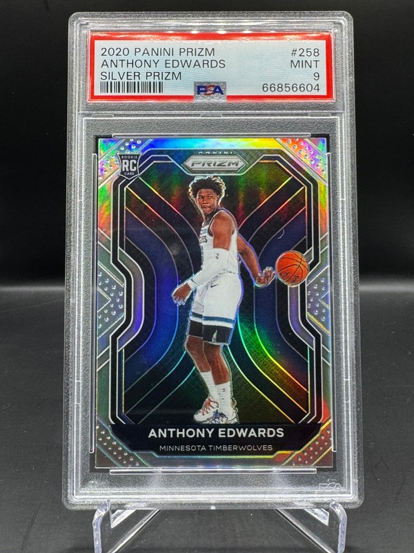 2020-21 PANINI PRIZM!  ANTHONY EDWARDS!  RC!  SILVER PRIZM!  #258  PSA 9!  MINT!