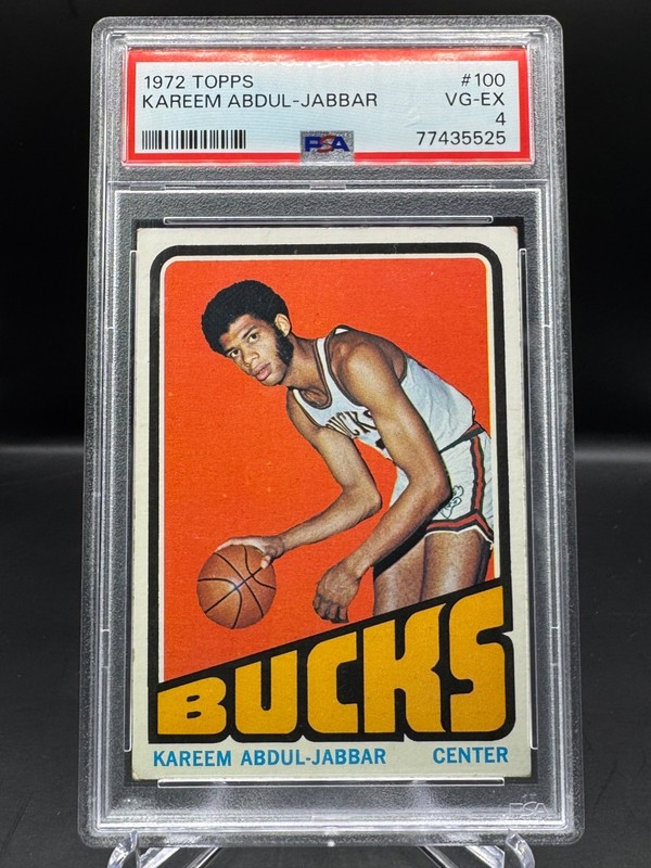 1972-73 TOPPS!  KAREEM ABDUL-JABBAR!  MILWAUKEE BUCKS!  #100  PSA 4!  VG-EX!