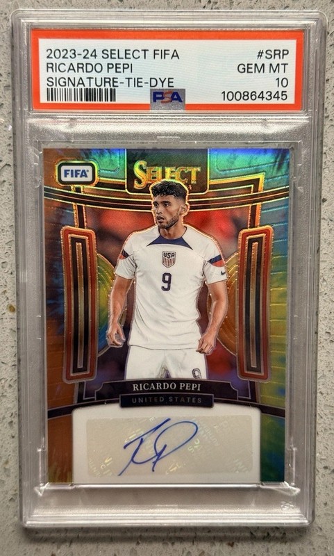 Ricardo Pepi USAMNT 2023 Select FIFA TIE DYE PRIZM AUTO /25 PSA 10 USA POP 1