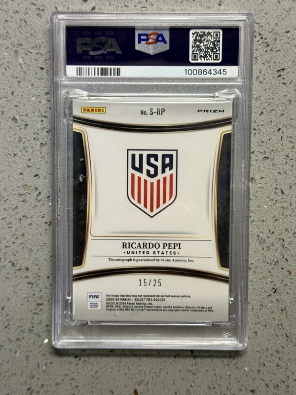 Ricardo Pepi USAMNT 2023 Select FIFA TIE DYE PRIZM AUTO /25 PSA 10 USA POP 1 view 2