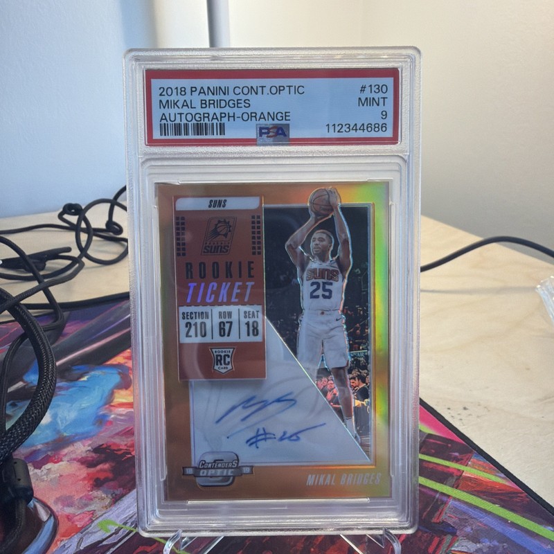 2018 Contenders Optic Mikal Bridges Auto Orange /25 RC PSA 9! ONLY 1 POP 10!