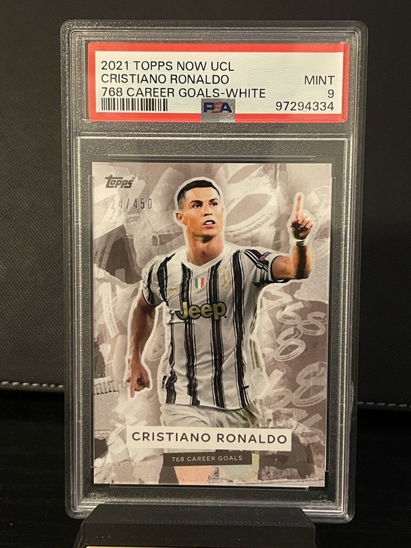 Cristiano Ronaldo 2021 Topps Now UCL 768 Career Goals White /450 PSA 9 