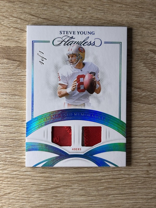 2025 Panini Flawless Steve Young Dual Patch GAME USED Platinum 1/1 49ers