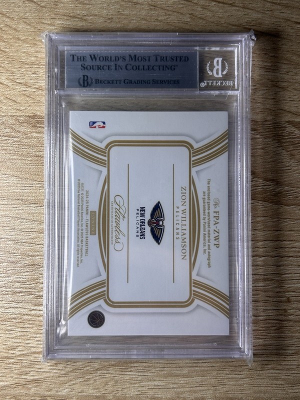 ZION WILLIAMSON 2024-25 FLAWLESS GAME USED PATCH PELICANS AUTO /25 BGS 9 view 2
