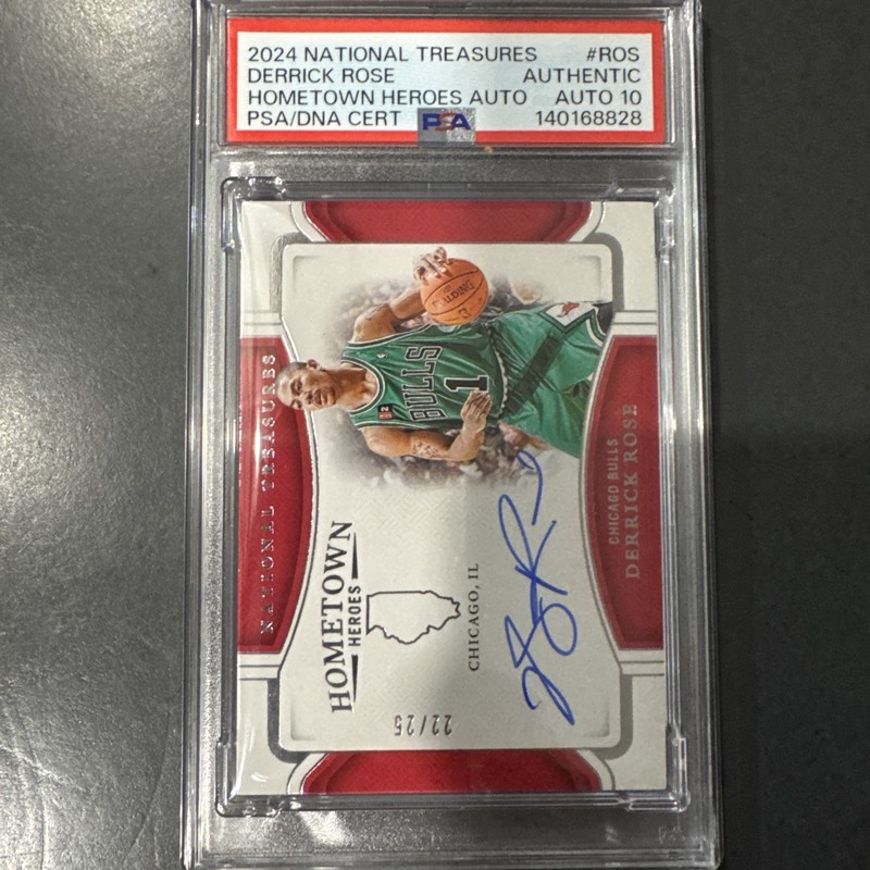 DERRICK ROSE 2024 NATIONAL TREASURES Hometown Heroes AUTO /25 PSADNA Cert view 2