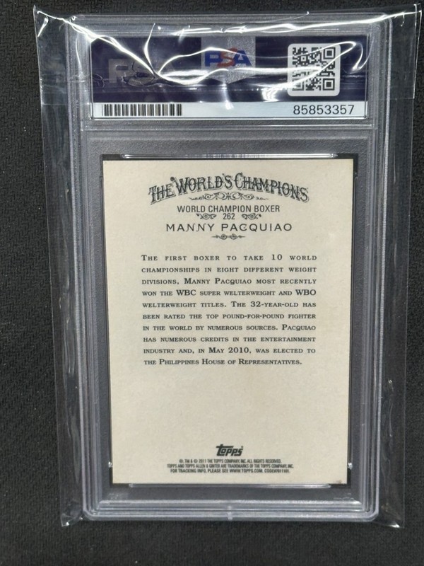 Manny Pacquiao 2011 Allen Ginter Hand Signed Auto PSA Auto 10 Boxing #262 view 2