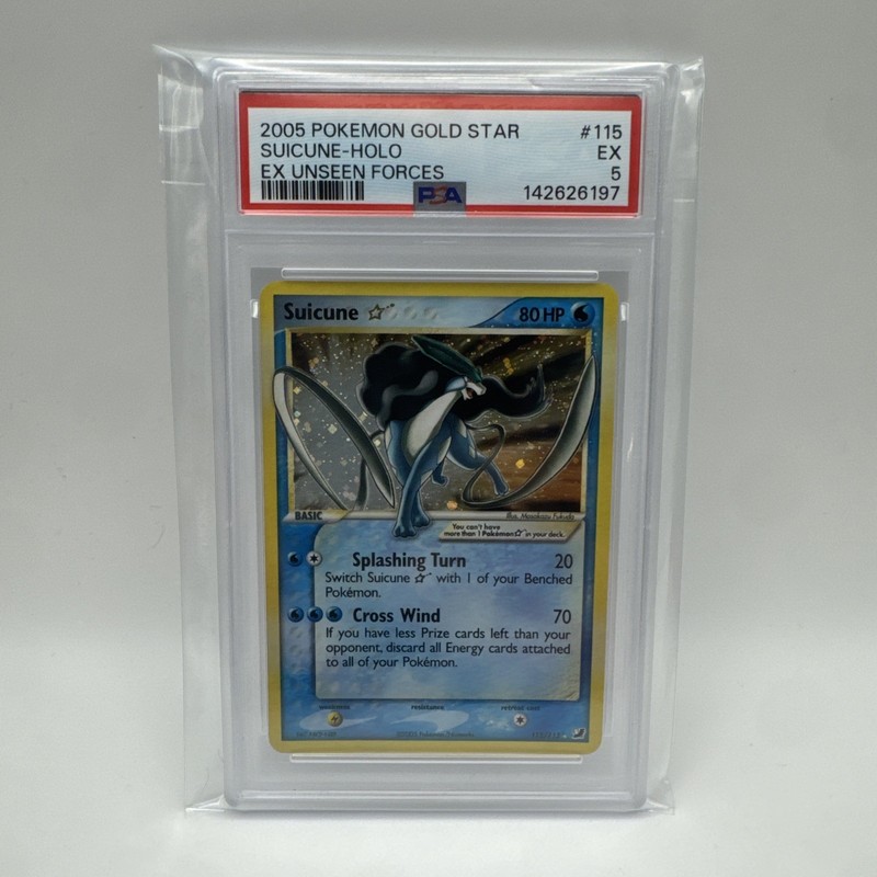 2005 Pokemon Ex Unseen Forces #115 Suicune Holo Ex Gold Star PSA 5