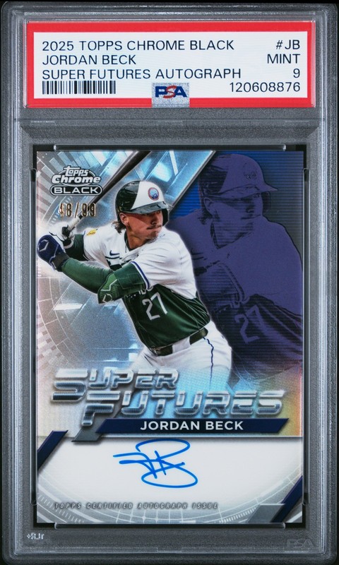 2025 Topps Chrome Black Jordan Beck #JB Super Futures Auto /199 PSA 9