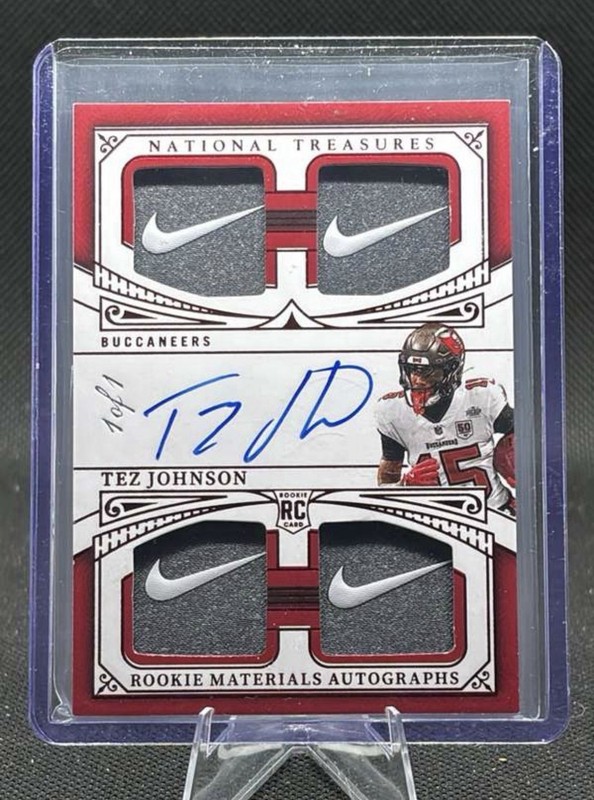 Tez Johnson 1/1 National Treasures Nike Swoosh Rookie Materials Auto #RMAQ-TJN