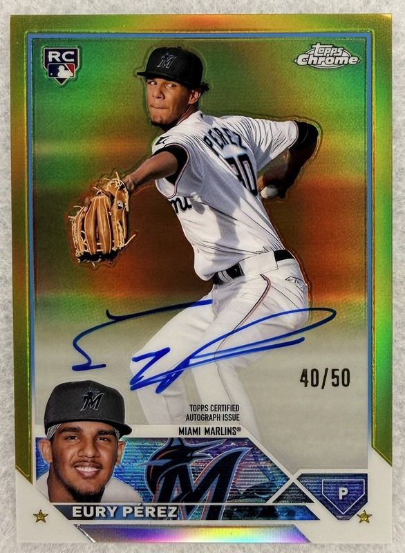 2023 Topps Chrome Update Eury Perez Gold Auto /50 Marlins 🔥