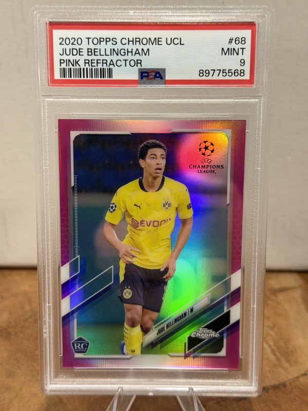 2020 Topps Chrome UCL Jude Bellingham Pink Refractor /175 Rookie RC #68 PSA 9
