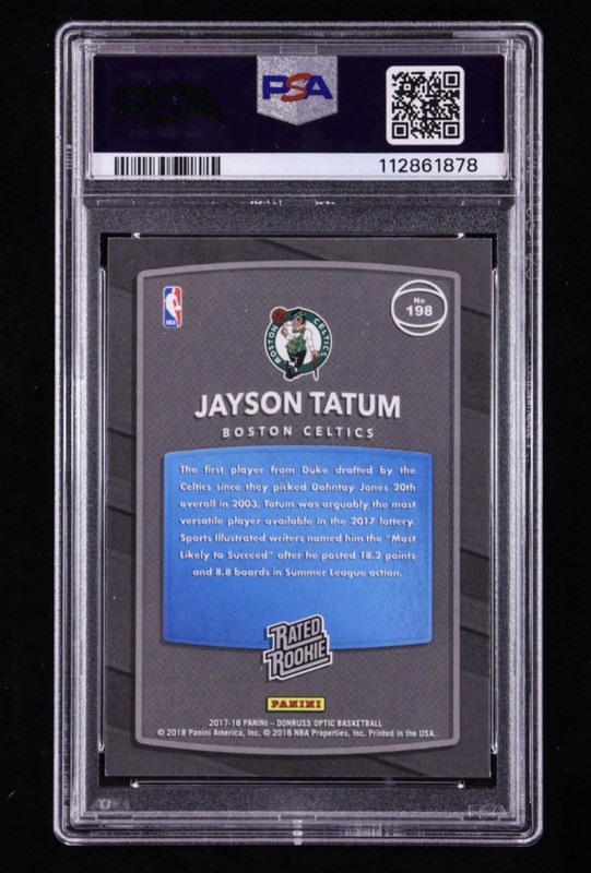 Panini 2017-18 Donruss Optic Jayson Tatum Rated Rookie RC #198 PSA 9 view 2