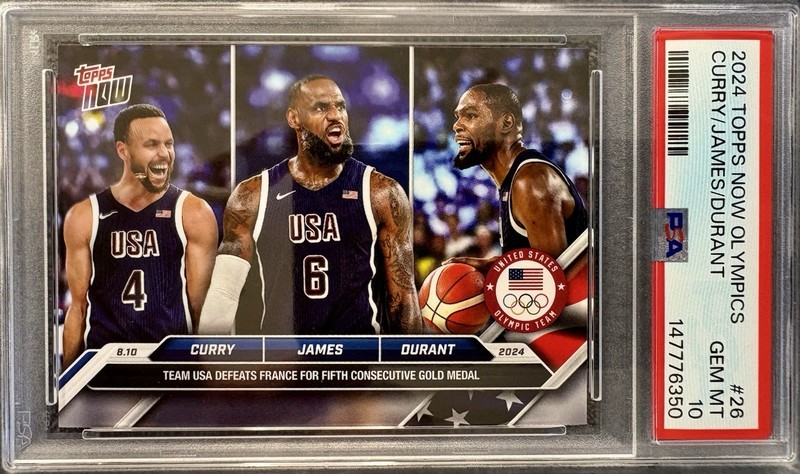 LeBron James Steph Curry Kevin Durant PSA 10 2024 Topps Now Olympic Games USA 50