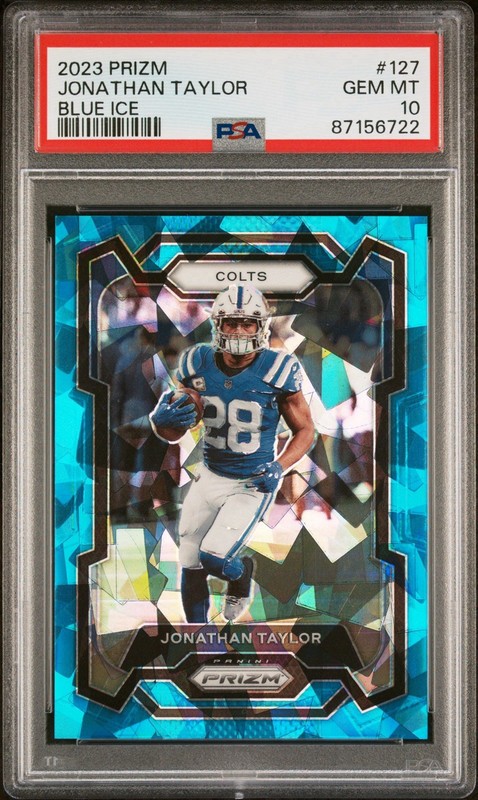 PSA 10 2023 Panini Prizm Jonathan Taylor Blue Ice /99 #127 Colts