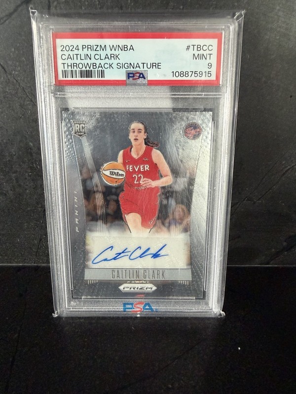 2024 Panini Prizm WNBA Throwback Signatures Caitlin Clark Rookie PSA Auto 9