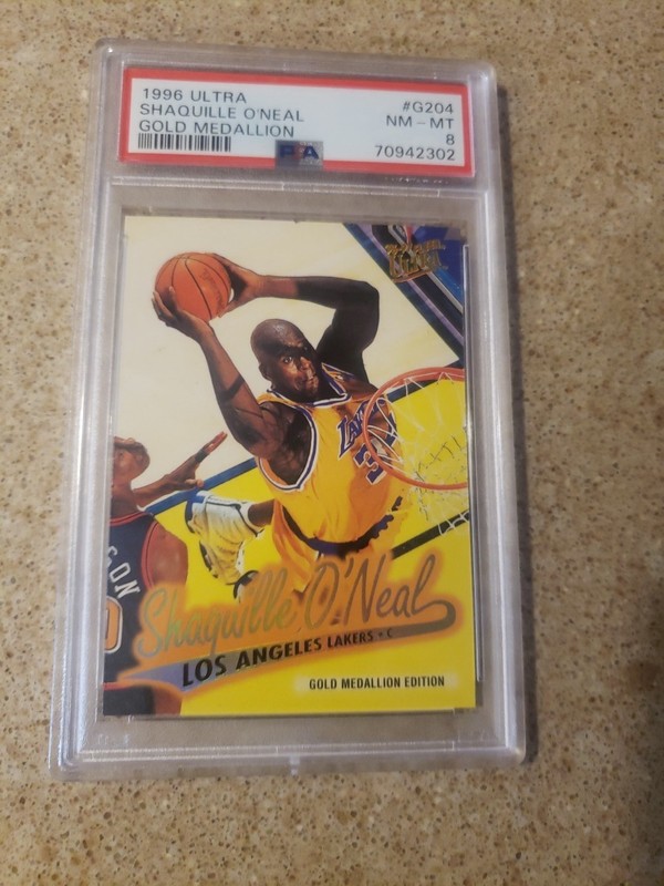 🏀1996-97 Fleer Ultra Shaquille O'Neal Gold Medallion #G204 PSA 8 NM-MT