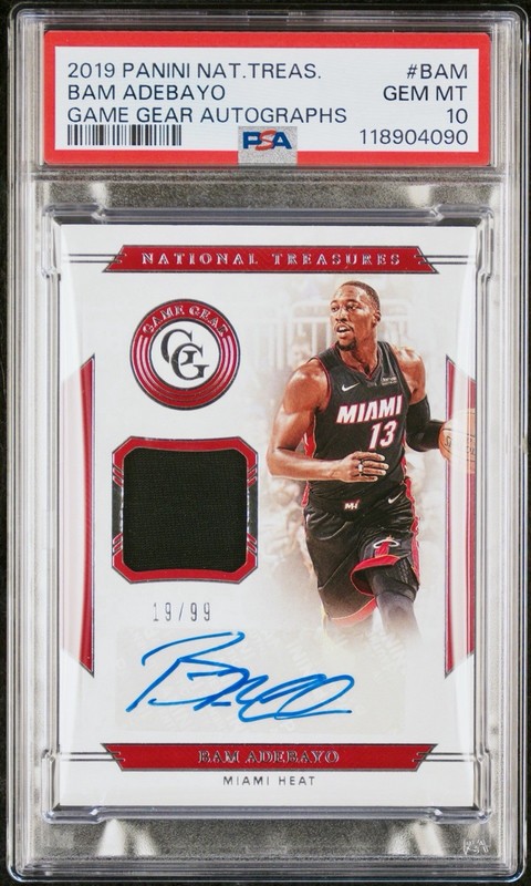 2019-20 National Treasures Bam Adebayo Game Gear Patch Auto /99 PSA 10 GAME WORN