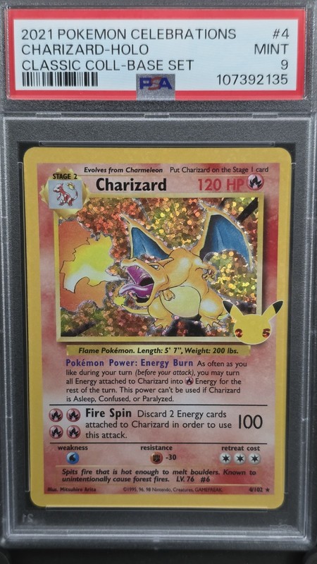 PSA 9 Charizard Holo 4/102 Pokemon Celebrations: Classic Collection 2021 ENGLISH