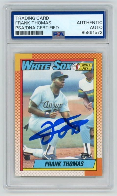 FRANK THOMAS Signed 1990 Topps Baseball ROOKIE CARD #414 + PSA  Auto 61572