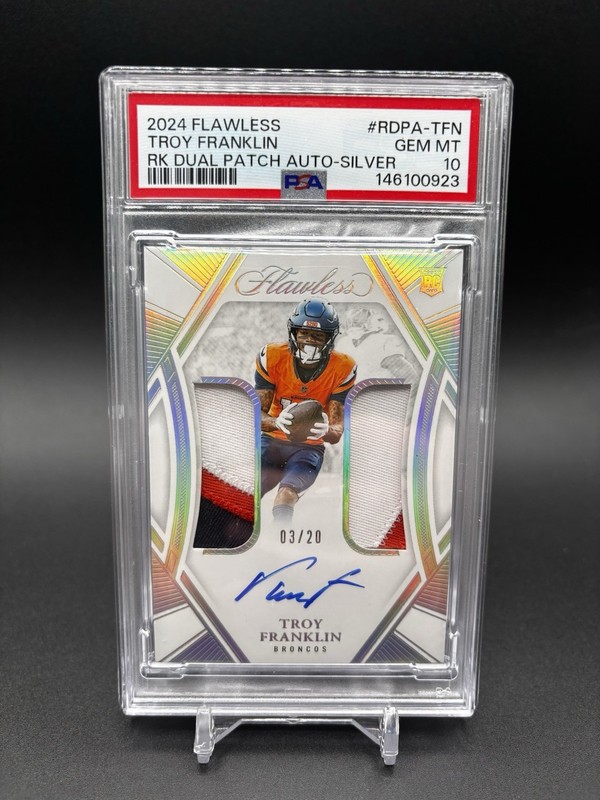2024 Panini Flawless Rookie Dual Patch Auto Silver /20 PSA 10 POP 2