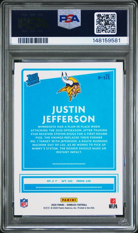 2020 Panini Donruss Optic Preview #P313 Justin Jefferson RC NM-MT PSA 8 *9581 view 2