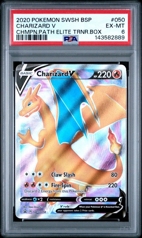 2020 Pokemon SWSH BSP #050 Charizard V Champion's Path Elite Trainer Box PSA 6