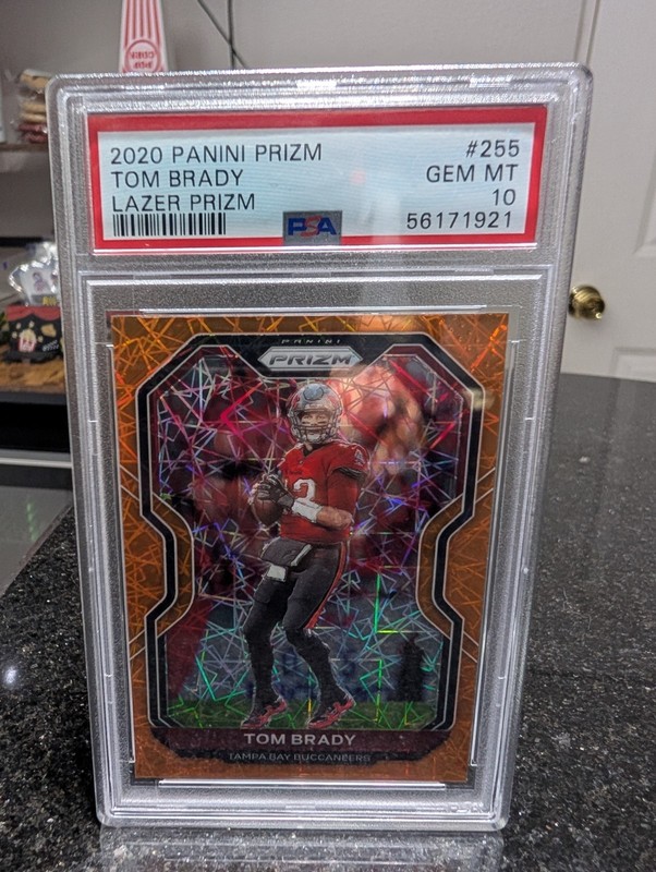 2020 Panini Orange Lazer Prizm #255 Tom Brady Buccaneers PSA 10 GEM MINT