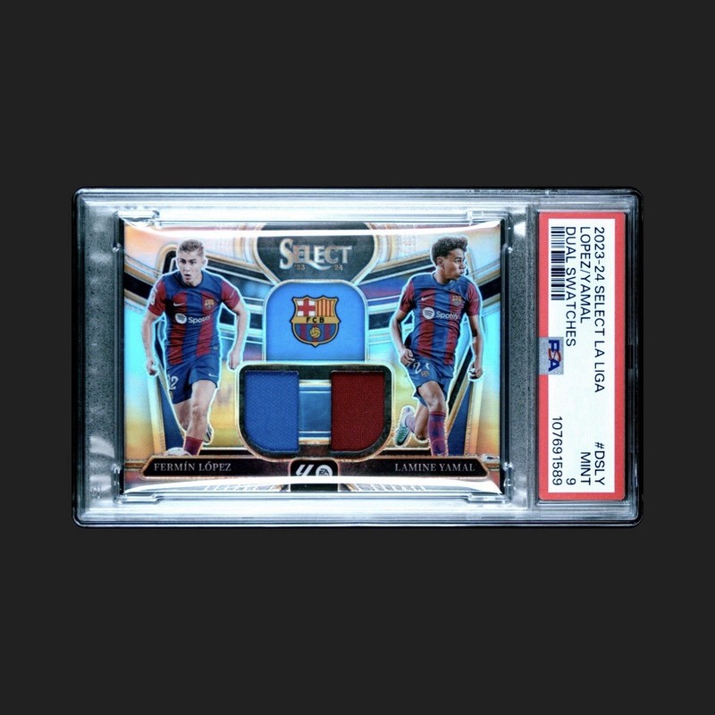 2023-24 Select La Liga Dual Swatches RC Lamine Yamal/Fermin Lopez Silver PSA 9