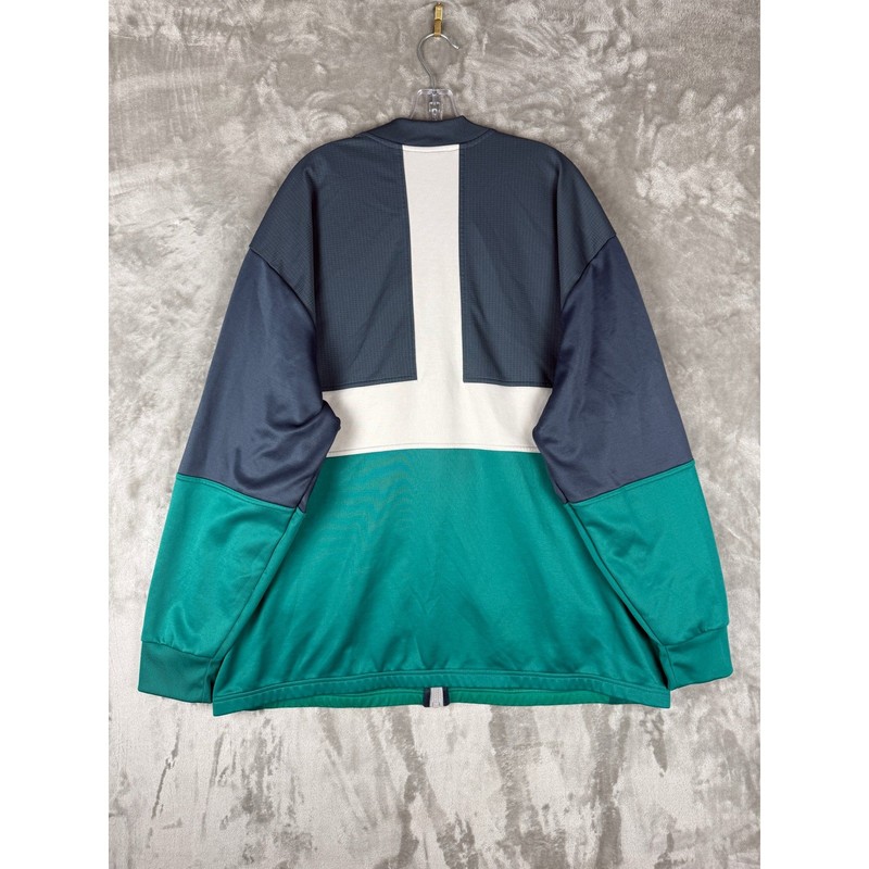 Adidas Track Jacket Full Zip Colorblock 3 Stripe Logo Mens 2XL Green Blue White view 2