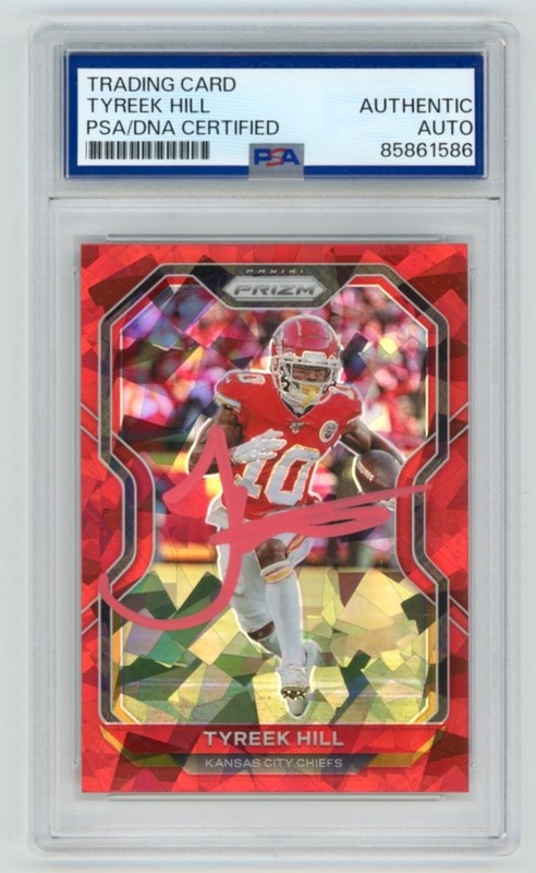 TYREEK HILL Chiefs Signed 2020 Panini Prizm RED ICE Football Card PSA Auto