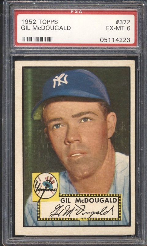 1952 Topps Baseball Gil McDougald ROOKIE #372 PSA 6 YANKEES High Number SETBREAK