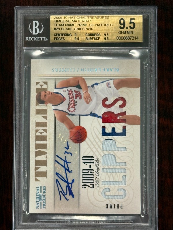 2009-10 National Treasures Blake Griffin Material Patch AUTO /10 BGS 9.5 10 AUTO