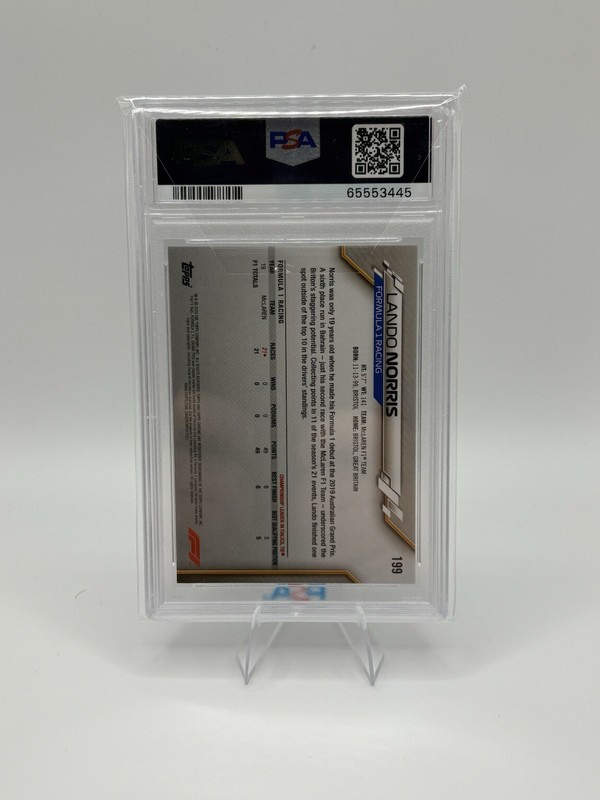 2020 Topps Chrome Sapphire Formula 1 F1 Freshest Lando Norris #199 Rookie PSA 10 view 2