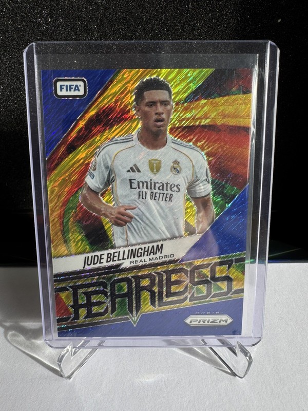 2025-26 Panini Prizm FIFA Soccer Jude Bellingham Fearless Blue Shimmer 4/5