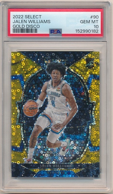 JALEN WILLIAMS 2022/23 SELECT #90 RC GOLD DISCO PRIZMS SP #04/10 PSA 10 GEM MINT
