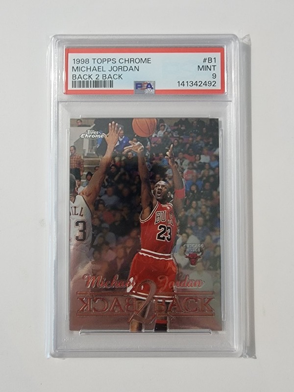 1998 TOPPS CHROME BACK 2 BACK #B1 MICHAEL JORDAN PSA 9