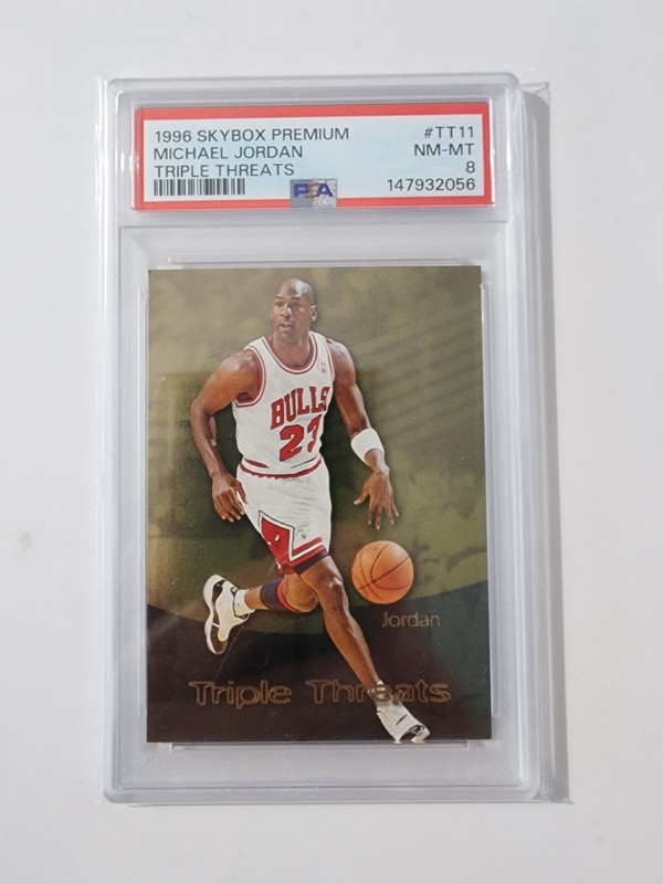 MICHAEL JORDAN PSA 8 1996-97 SKYBOX PREMIUM #TT11 TRIPLE THREATS BULLS