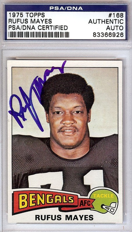 Rufus Mayes Signed 1975 Topps Card #168 Cincinnati Bengals PSA/DNA #83366926