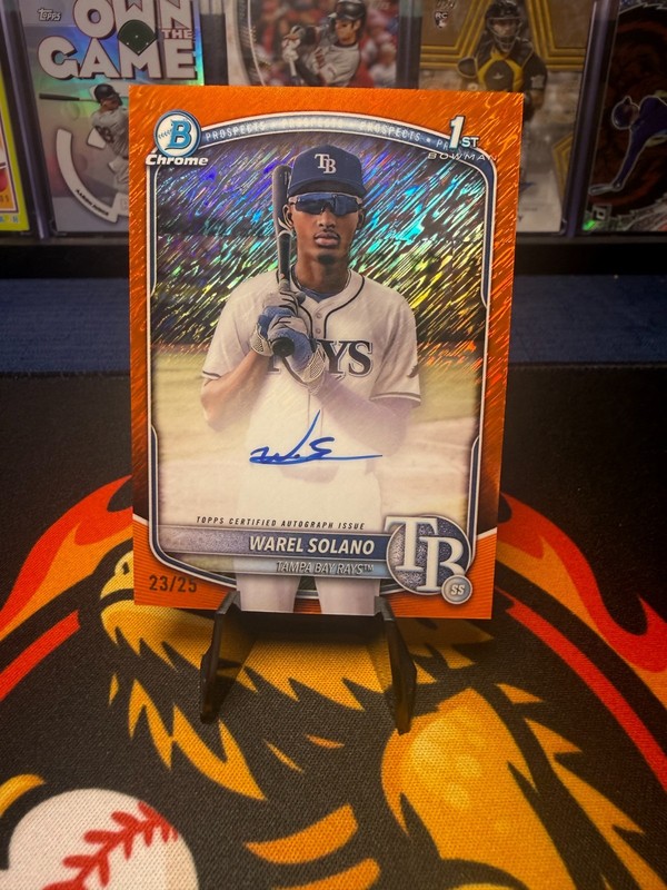 🔥2025 Bowman Chrome - Prospect Autographs Warel Solano Orange Shimmer 23/25🔥