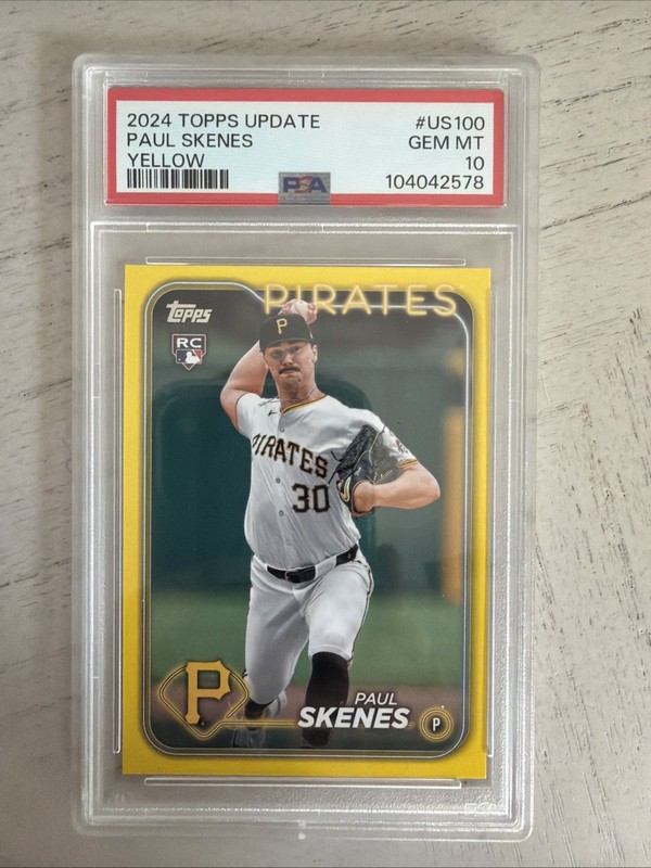 2024 Topps Update Series - Paul Skenes #US100 Yellow White Uniform (RC) PSA 10