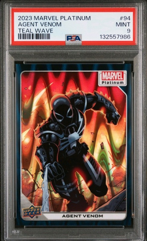 2023 AGENT VENOM PSA 9 UPPER DECK MARVEL PLATINUM TEAL WAVE #'d /799 