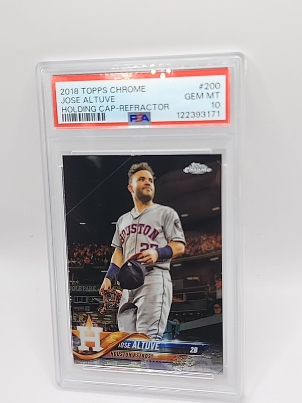 2018 Topps Chrome #200 Jose Altuve SP VAR HOLDING CAP Refractor RARE PSA 10 