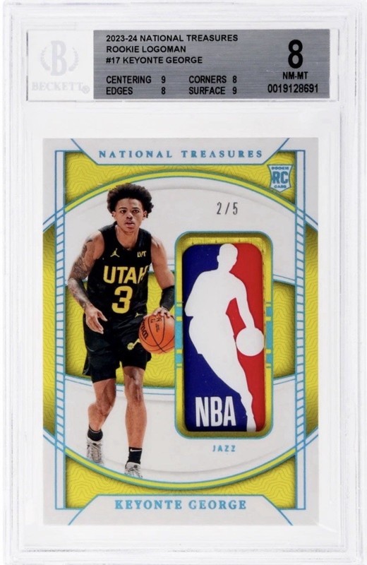 2023-24 National Treasures Keyonte George Rookie Logoman /5 Bgs 8 #RL-KEY
