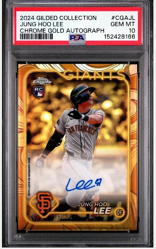 2024 Topps Chrome Gilded Collection Jung Hoo Lee Rookie AUTO Gold /99 - PSA 10
