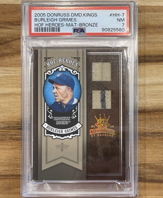 2005 Donruss Diamond Kings Burleigh Grimes #HH-7 HOF Heros Dual Relic /25 PSA 7