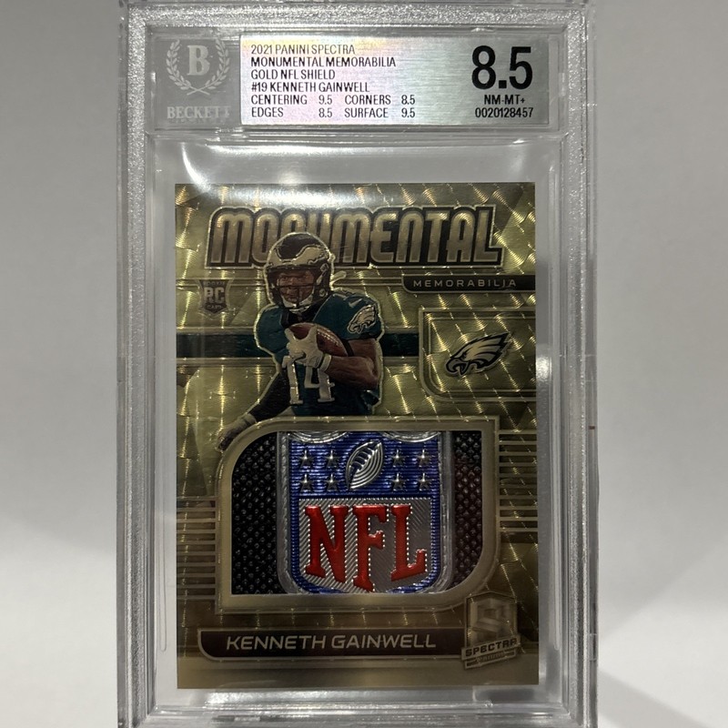 🔥🔥2021 RC Gold Vinyl 1/1 NFL Shield of Kenneth Gainwell (MEM, Shield, 1/1) 