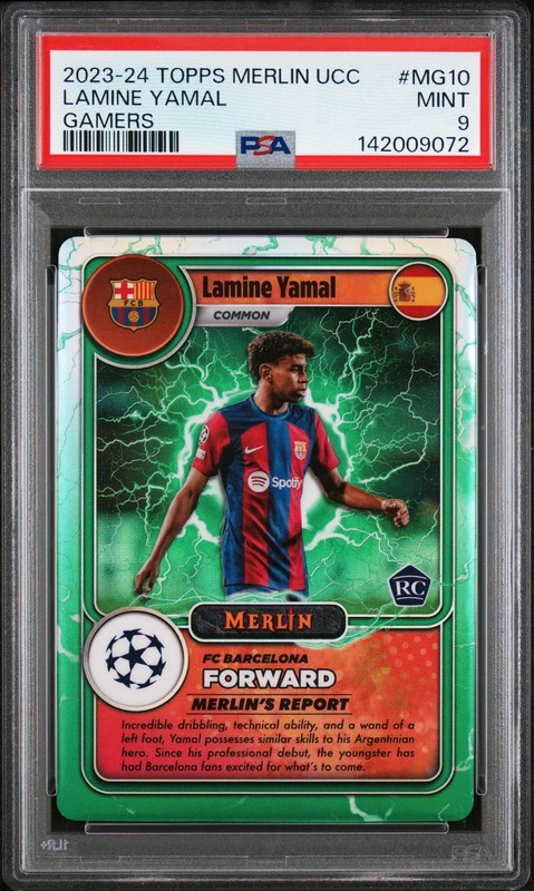 2023-24 Topps Merlin UEFA Club Competitions Merlin's Gamers Lamine Yamal PSA 9